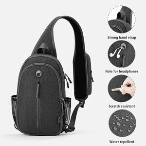 NWT! Lightweight Dark Grey Crossbody Sling Shoulder Bag with Tons of Features!